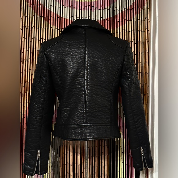 Black pleather Moto jacket in size M - Picture 5 of 8